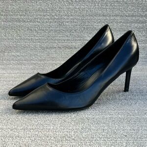BOSS Gracey Pointed-Toe Stiletto Black Leather Pumps Women's Size 10.5 US